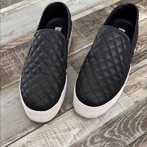 Steve Madden Quilted Platform Black Slip-On Sneakers
